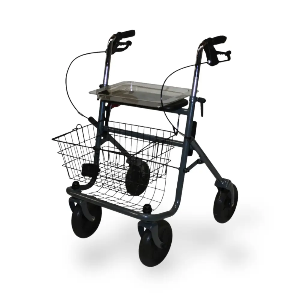 [7000006] Déambulateur 4 roues avec siège en mousse et panier