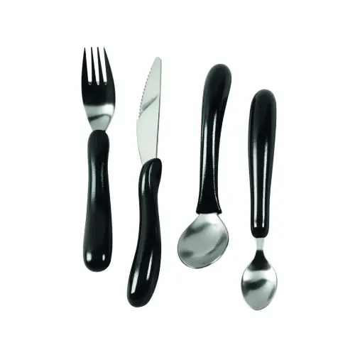 [6980101] Kit de 4 couverts plastique noir ERGO