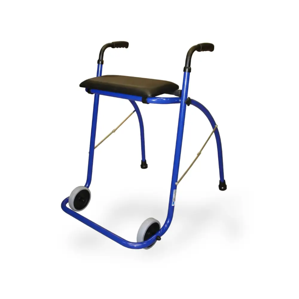 [7000036] Déambulateur 2 Roues Adulte Confort Pliant avec Siège (Bleu)