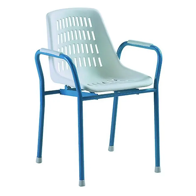 [7000142] Chaise de Douche Compacte avec Accoudoirs (Bleu pastel)