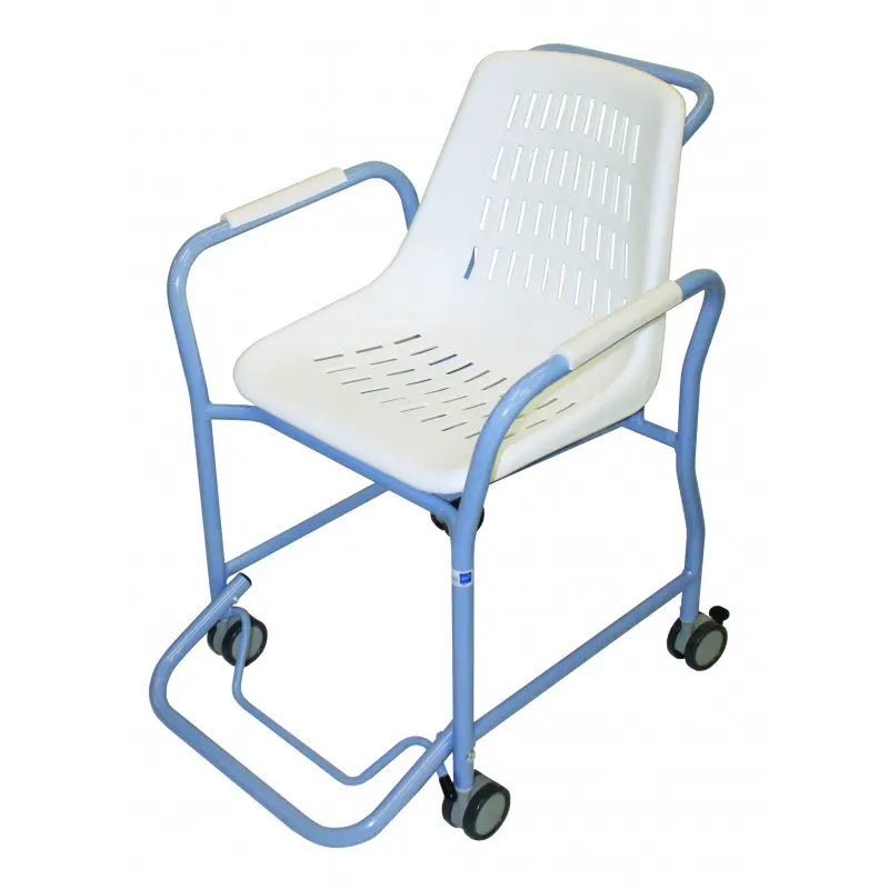 [7000144] Chaise de Douche à Roulettes avec Accoudoirs et Marchepied (Bleu pastel)