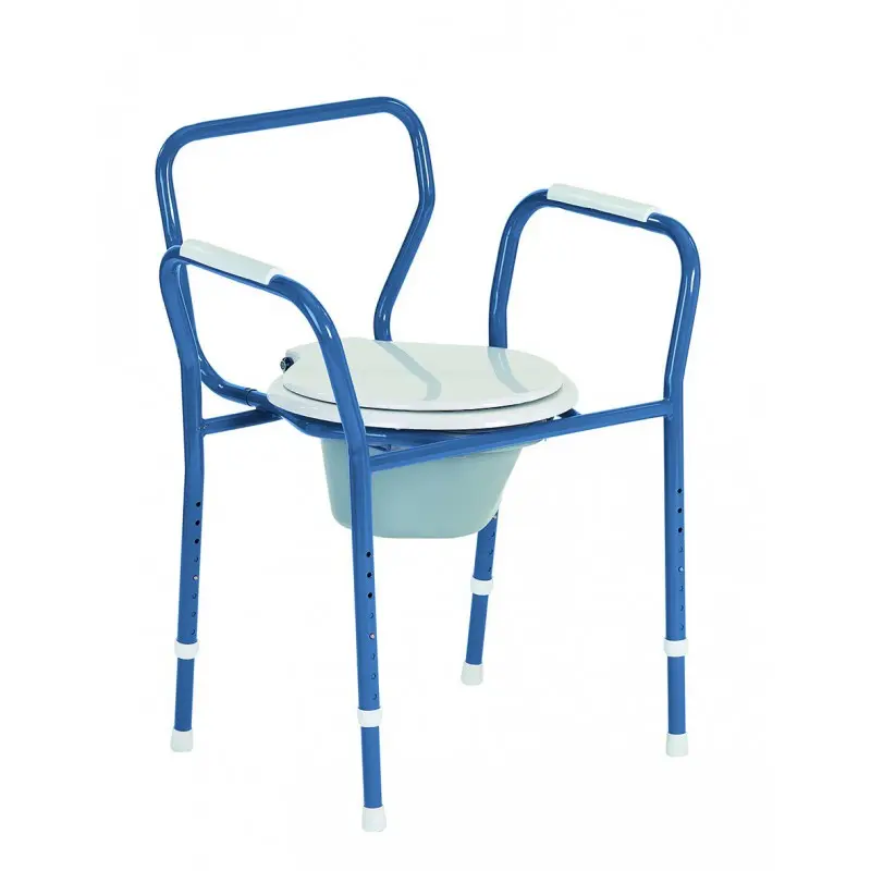 [7000158] Chaise de Toilette 3 en 1 Réglable avec Dossier Amovible (Bleu pastel, Sans seau percé)